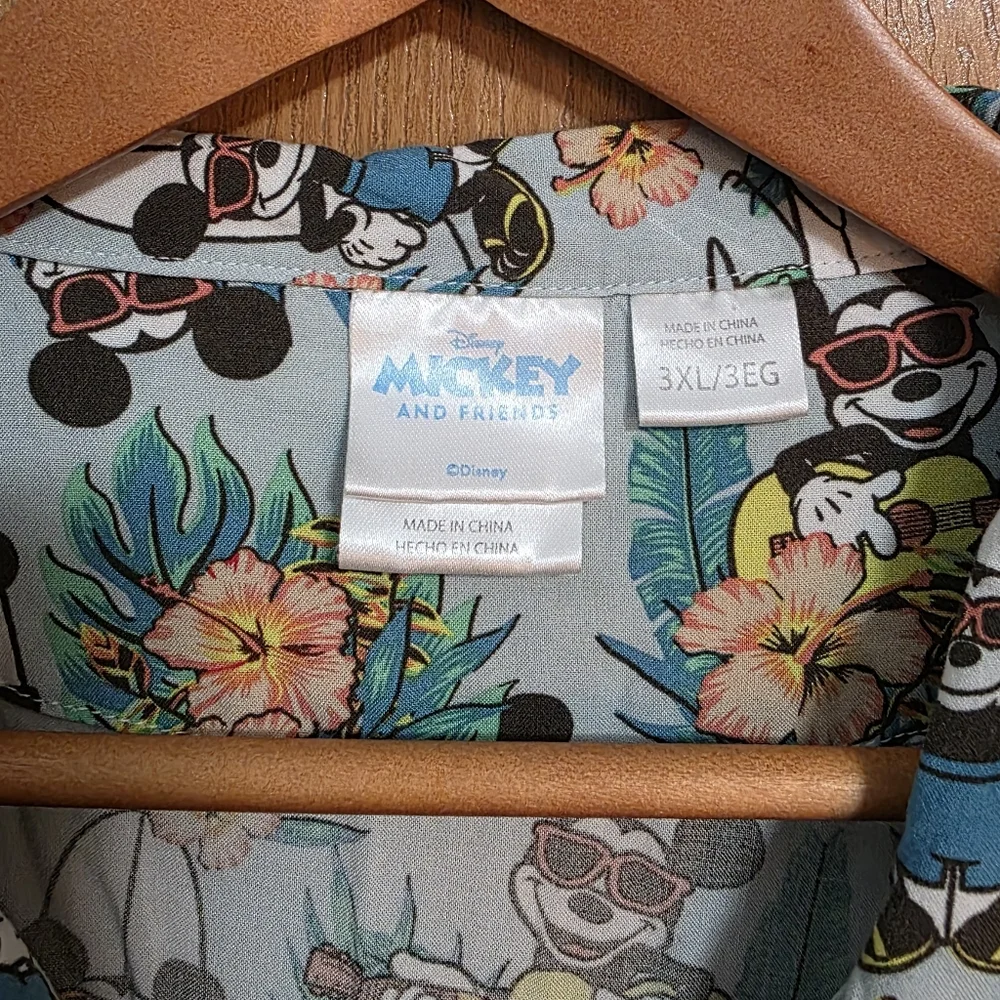 Disney Men's Floral Cartoon Print Shirt 3XL - Picture 3 of 4